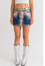 Metallic denim skirt