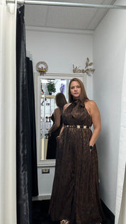Bronzy Metallic Jumpsuit - Ari Belle Estilos