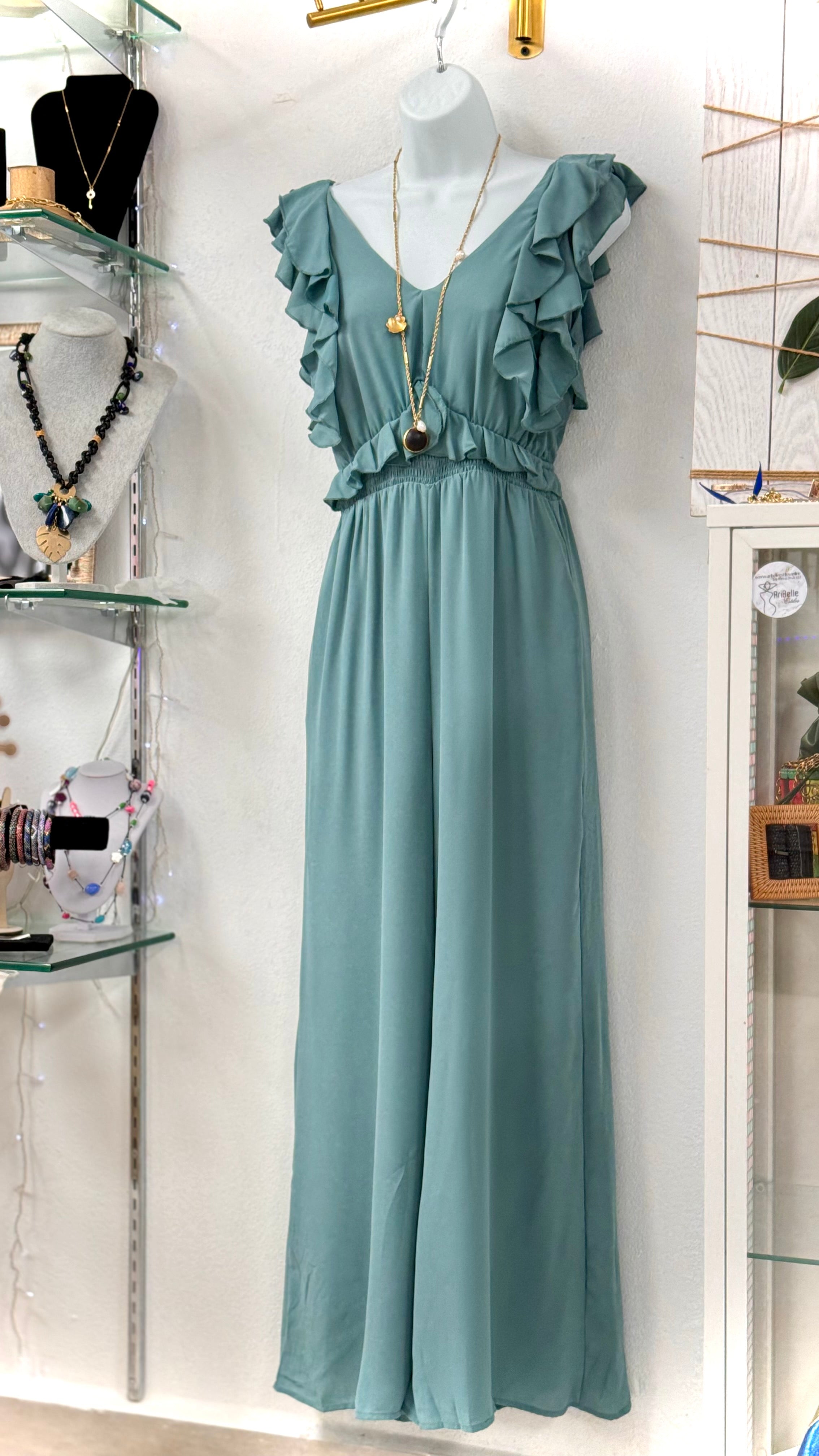 Teal Jumpsuit - Ari Belle Estilos