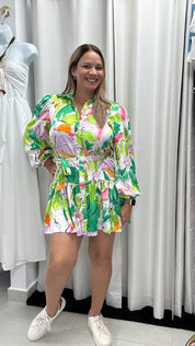 Abstract Garden Dress Green - Ari Belle Estilos