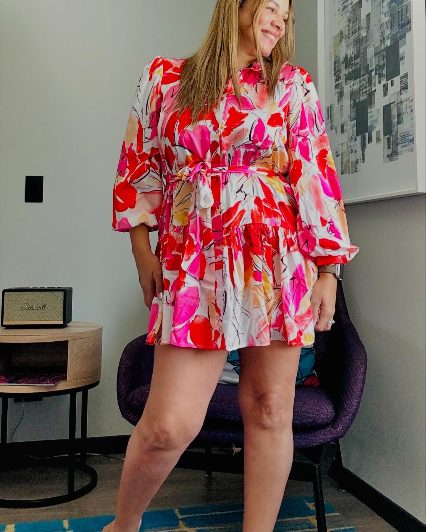 Abstract Garden Dress Red - Ari Belle Estilos