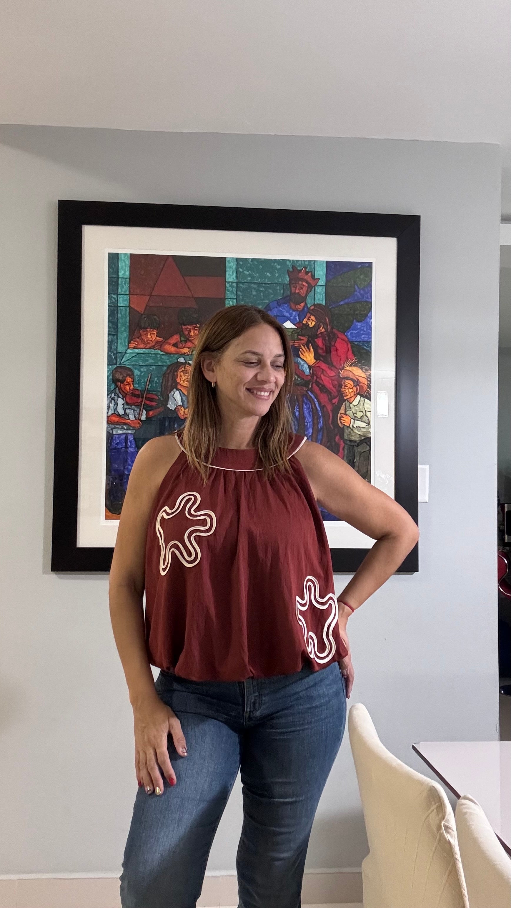 Mocha flower blouse