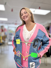Denim Jacket Patchwork - Ari Belle Estilos