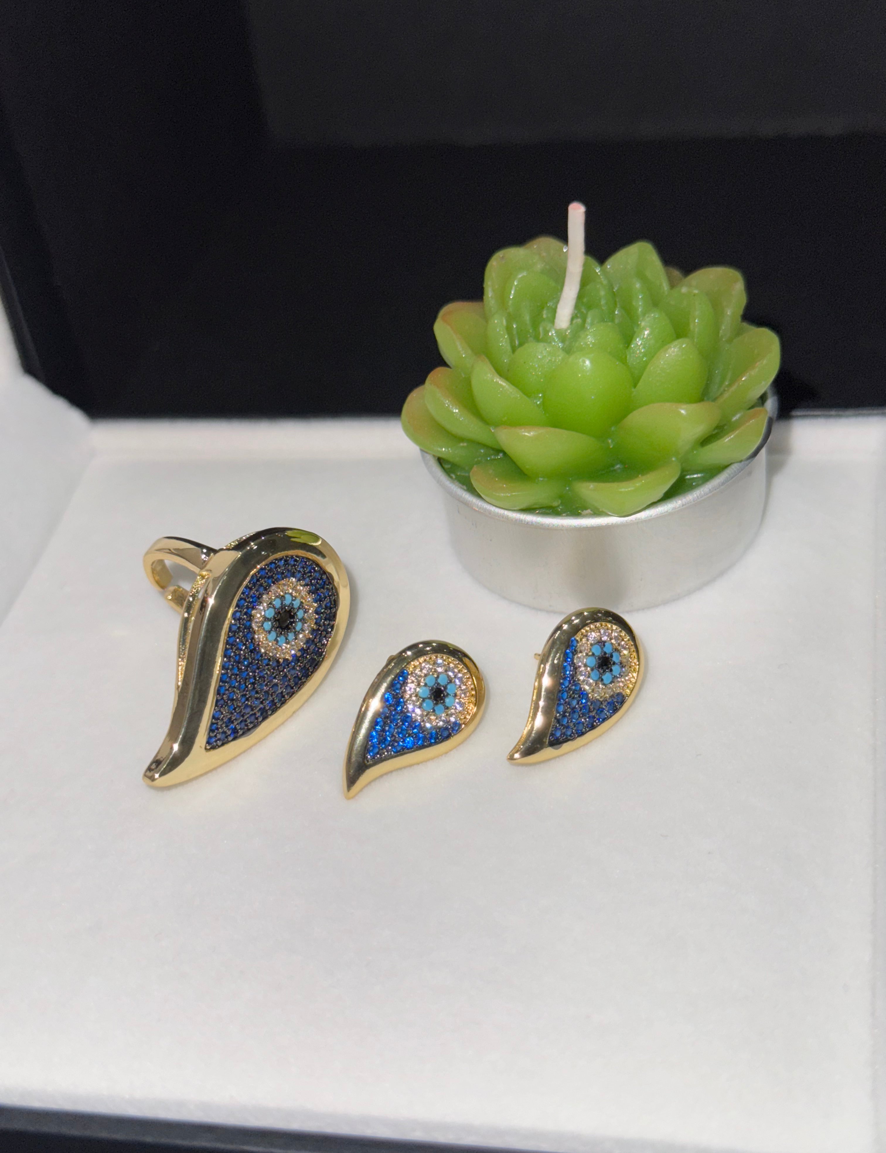 Gota Ojo Turco earrings - Ari Belle Estilos