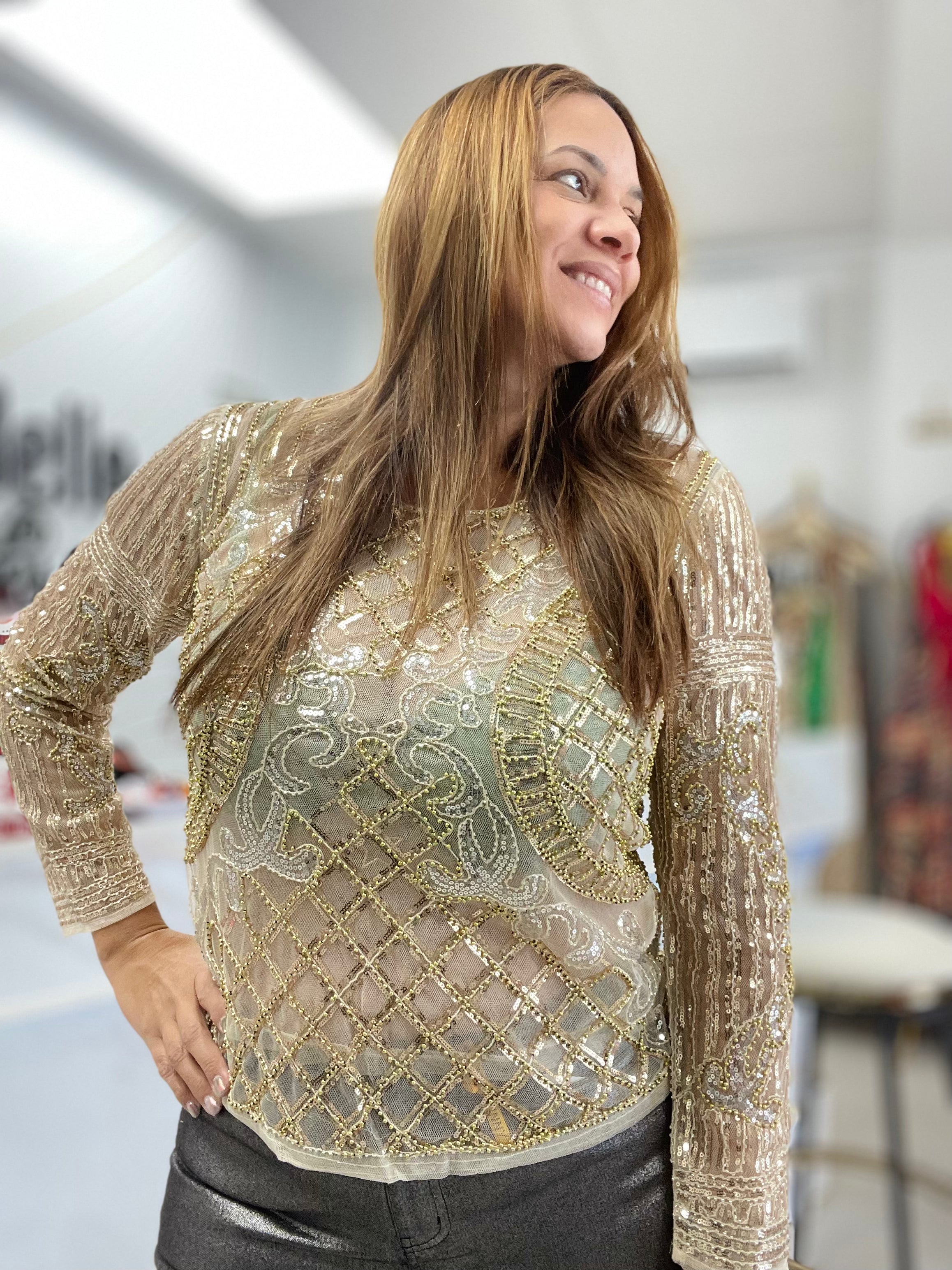 Fashion sequins Top - Ari Belle Estilos