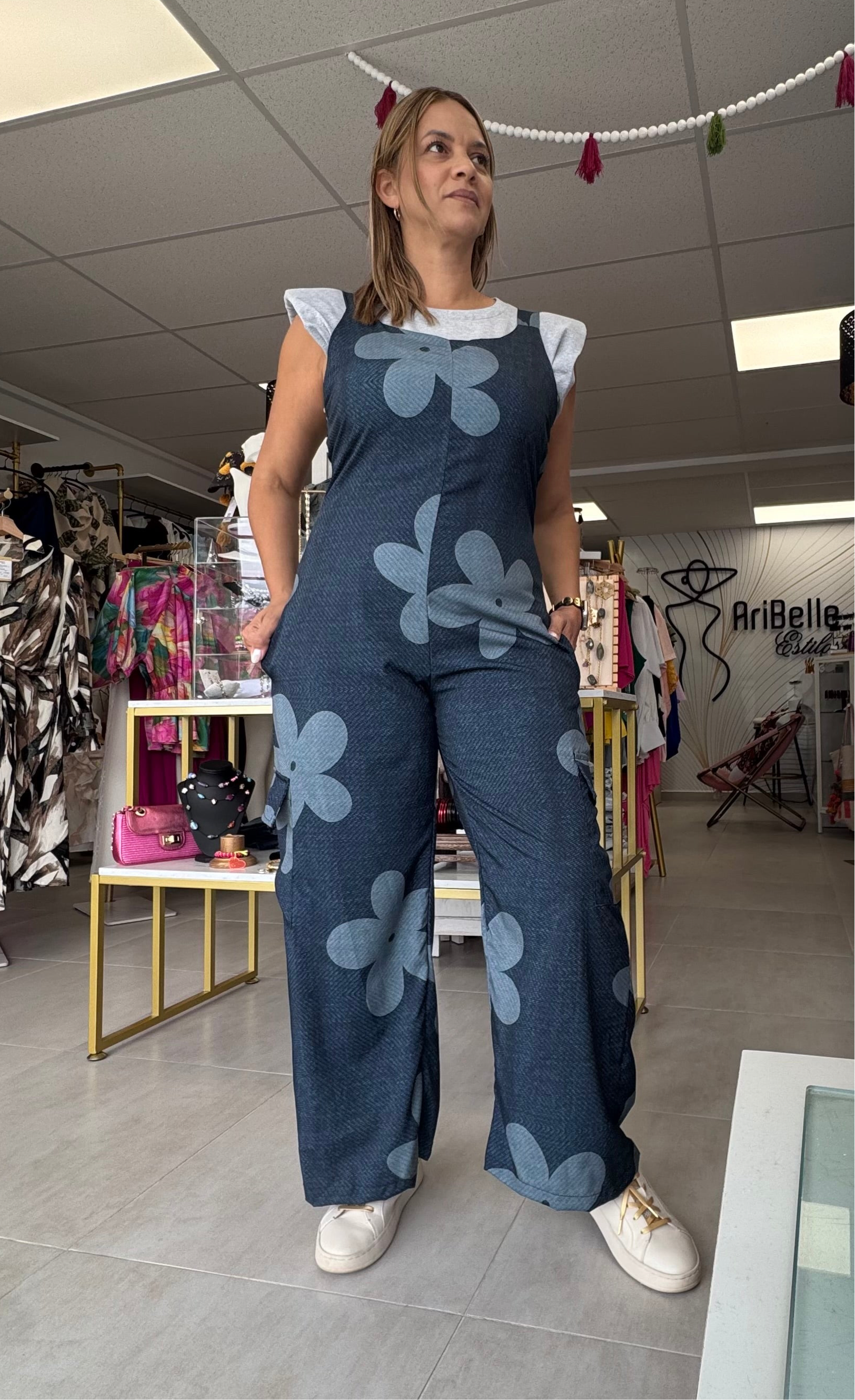 Jlo Cargo Overall Flowers