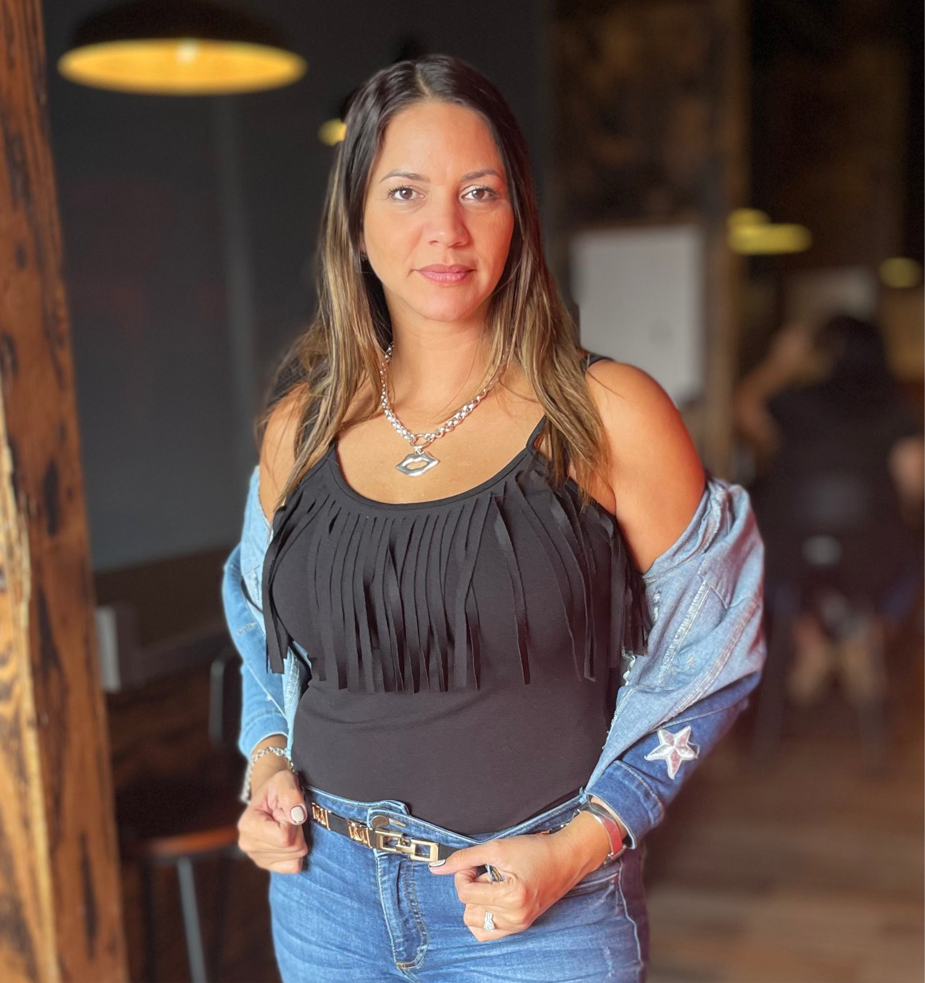 Fringe black Bodysuit - Ari Belle Estilos