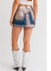 Metallic denim skirt - Ari Belle Estilos
