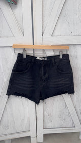 Black denim short