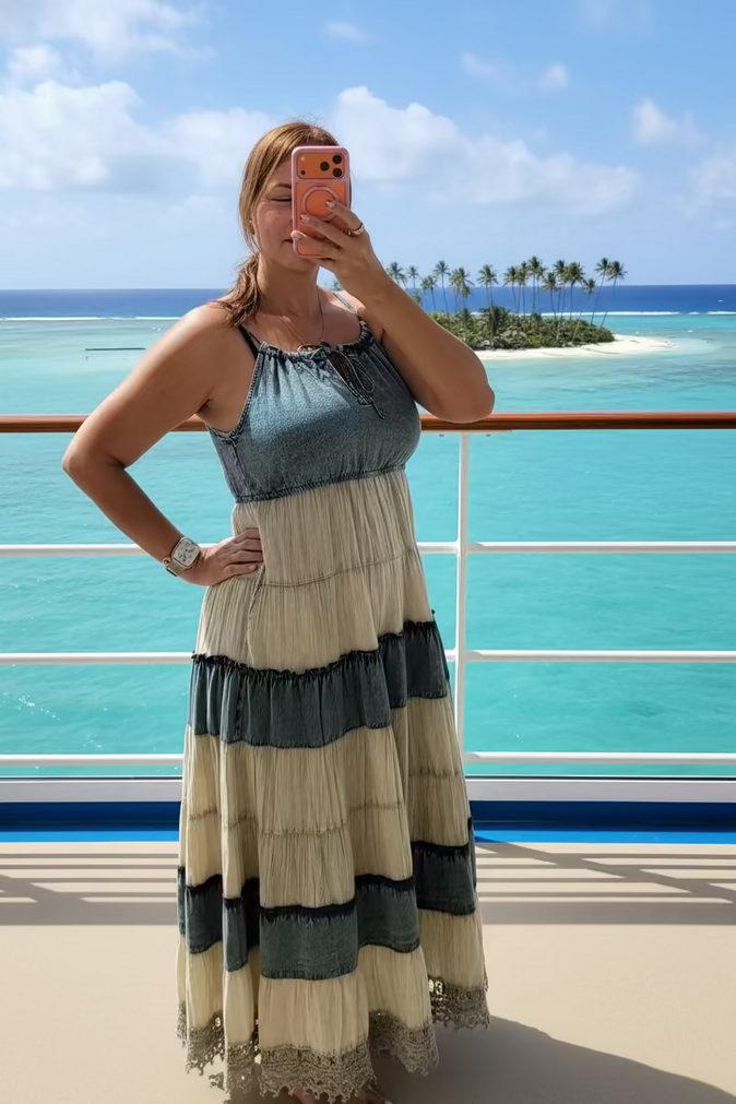 Latte denim dress - Ari Belle Estilos