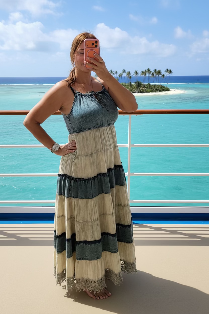 Latte denim dress