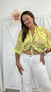 Lime Cardigan Blouse - Ari Belle Estilos