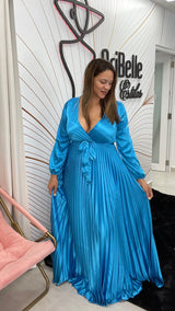 Turquoise Satin Dress
