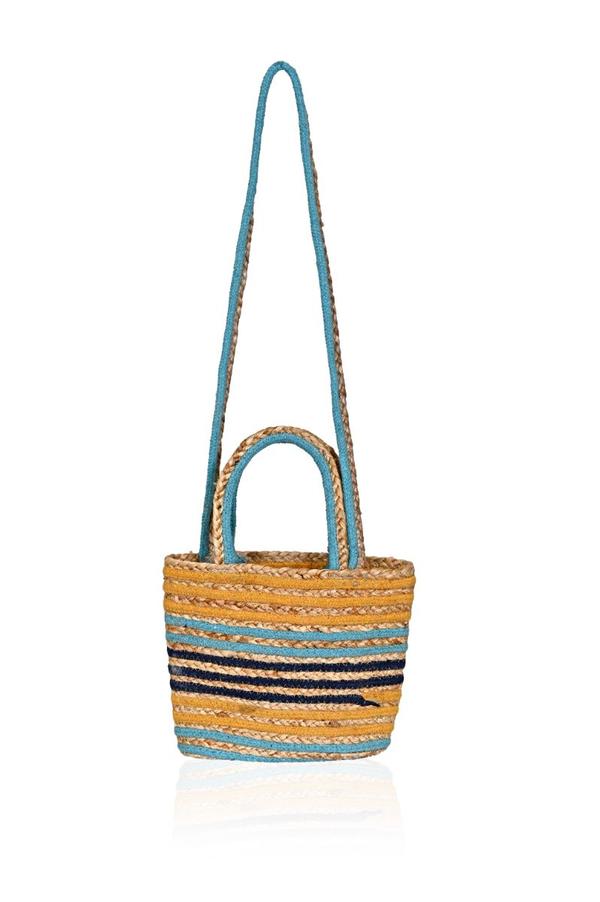 SUNSET STRIPE WOVEN JUTE CROSSBODY TOTE - Ari Belle Estilos