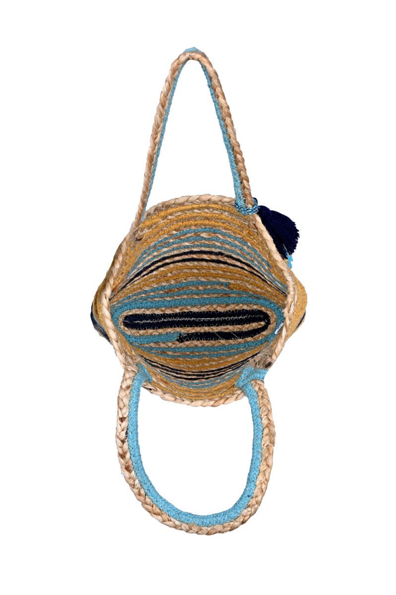 SUNSET STRIPE WOVEN JUTE CROSSBODY TOTE - Ari Belle Estilos