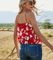 Red Floral Top - Ari Belle Estilos