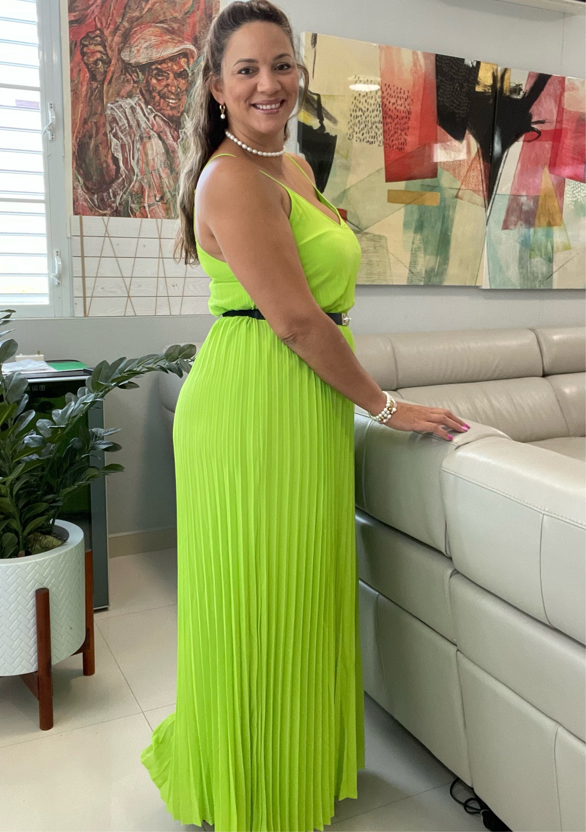 Maxi lime Dress - Ari Belle Estilos
