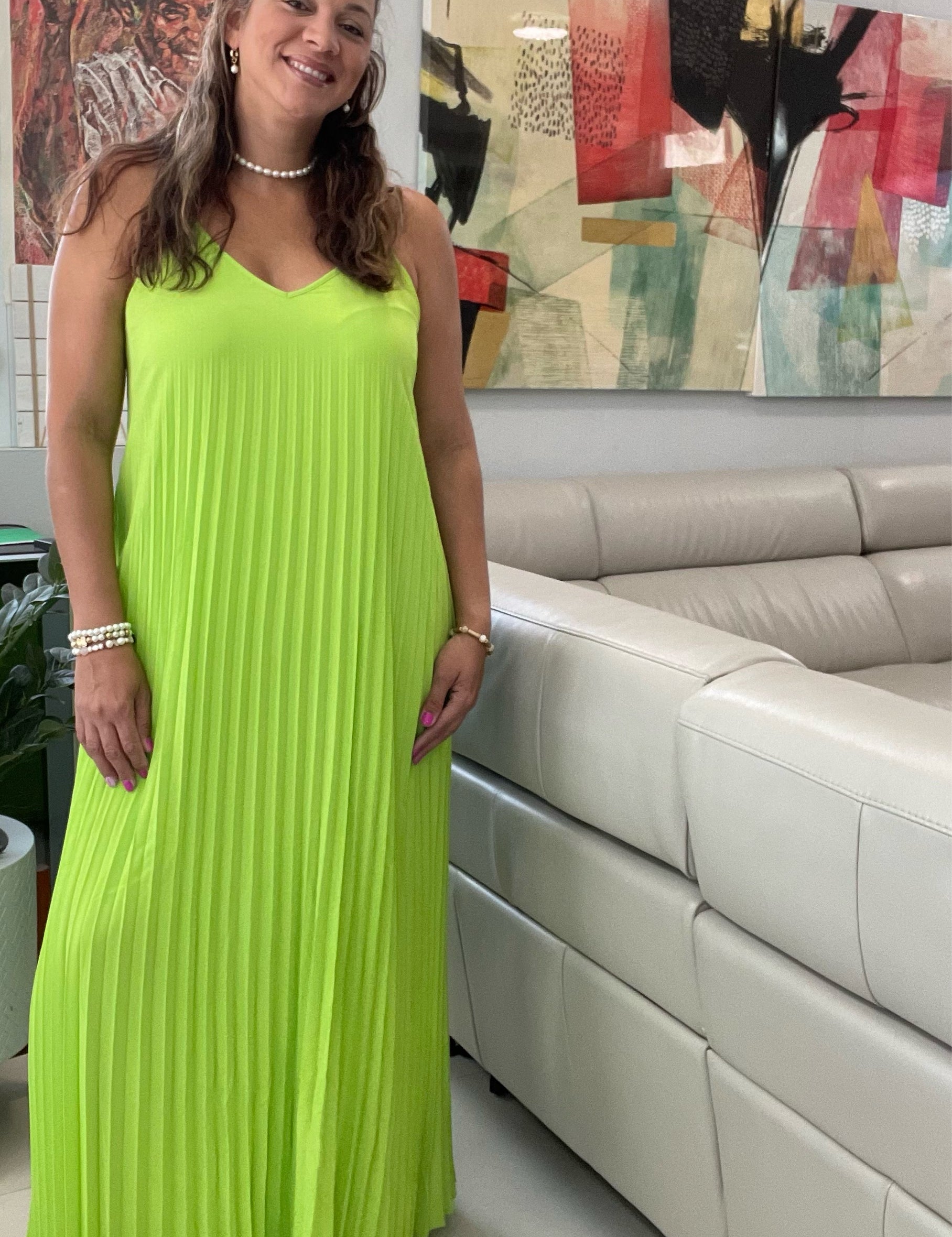 Maxi lime Dress - Ari Belle Estilos