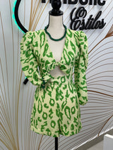 Natalia Petite Romper Green